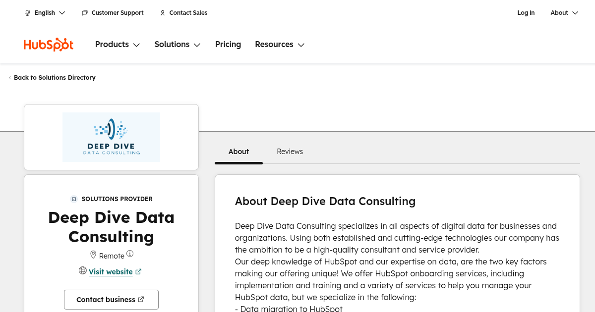 Deep Dive Data Consulting Agency Services & Qualifications | HubSpot