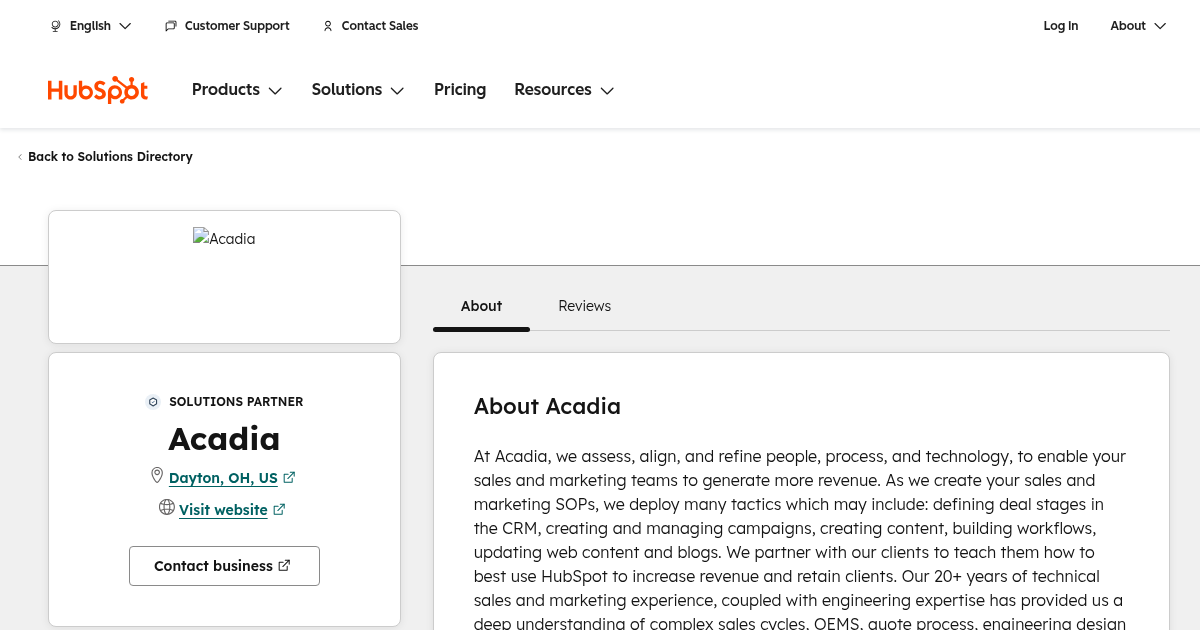 Acadia Agency Services & Qualifications | HubSpot