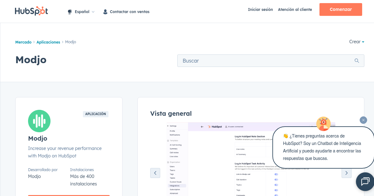 Modjo - Aplicaciones de Capacitación de ventas para HubSpot | Modjo