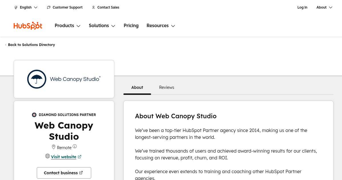 Web Canopy Studio Agency Services & Qualifications | HubSpot