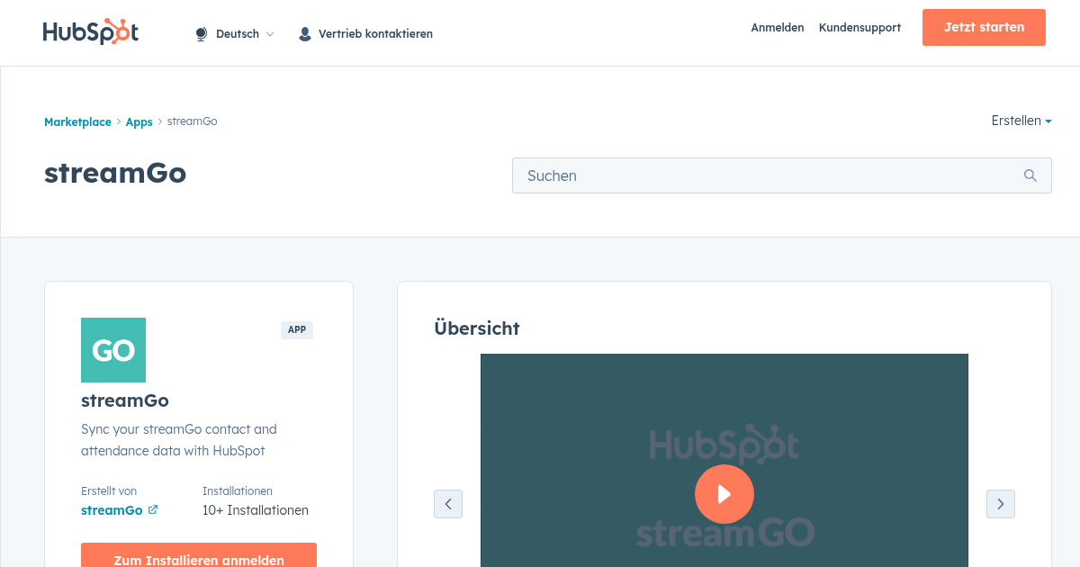 Streamgo streamGo – Event-Management-App für HubSpot | streamGo