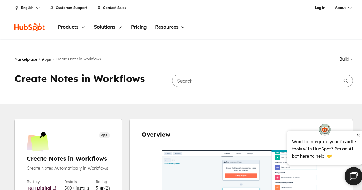 Create Notes in Workflows - App for HubSpot | T&H Digital