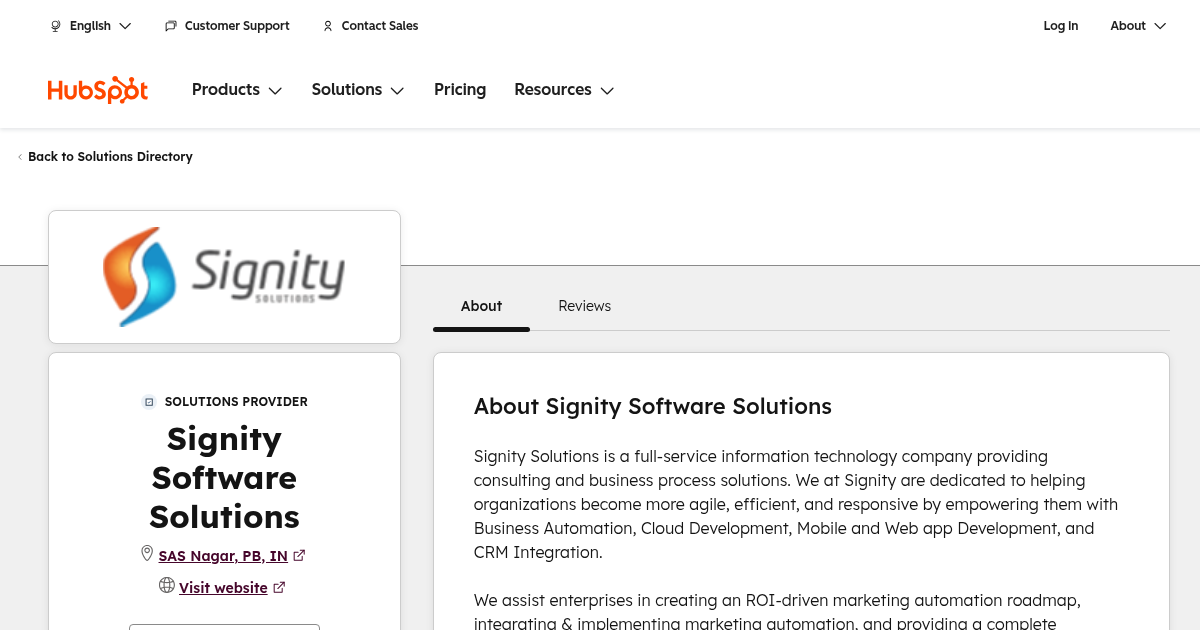 Signity Solutions Signity Software Solutions Agency Services & Qualifications | HubSpot