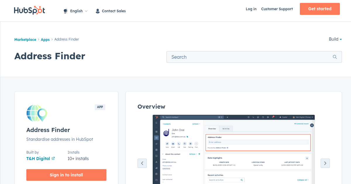 Address Finder - Data Quality and Backup and CRM App for HubSpot | T&H ...