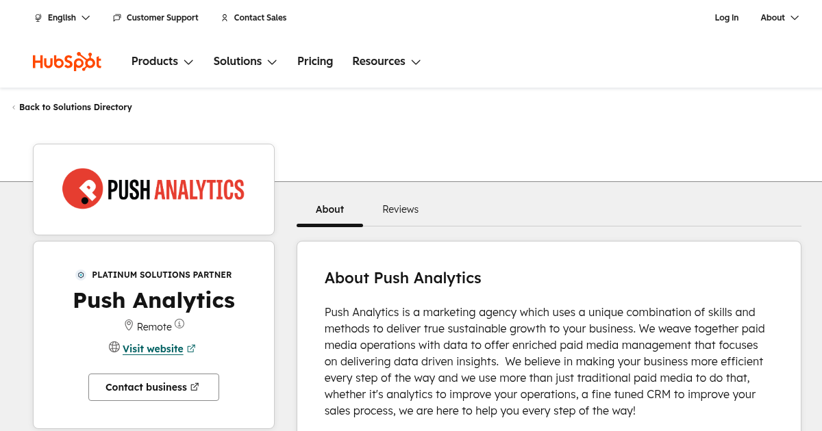 Push Analytics Agency Services & Qualifications | HubSpot