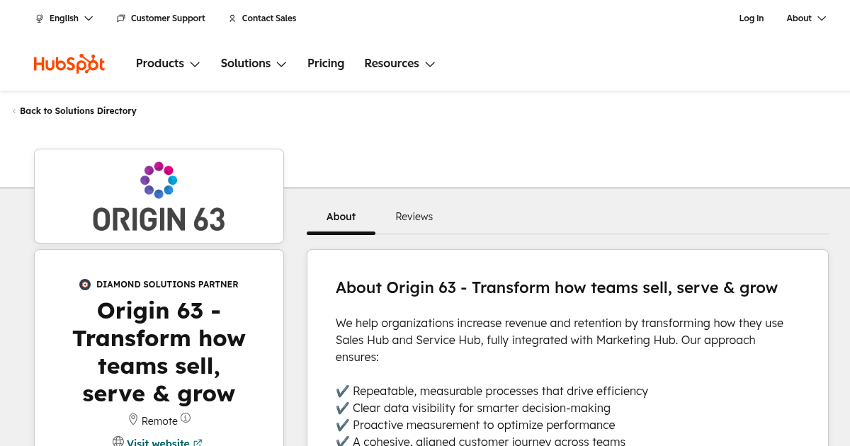 Origin 63 - Transform how teams sell, serve & grow代理服务和资格 | HubSpot
