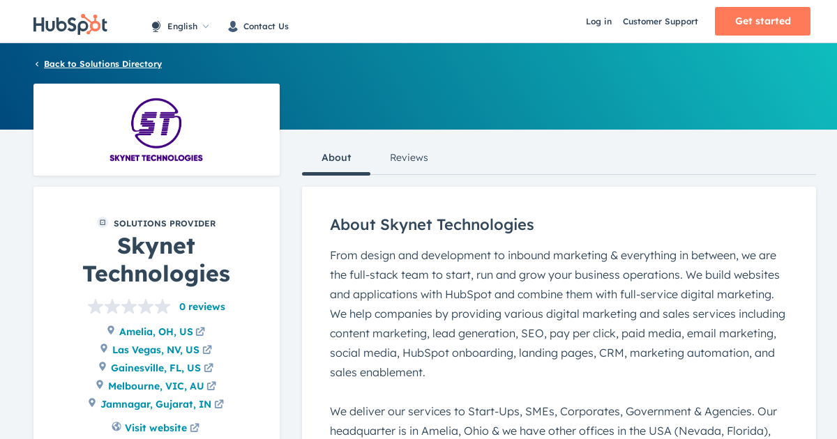 Skynet Technologies Agency Services & Qualifications | HubSpot