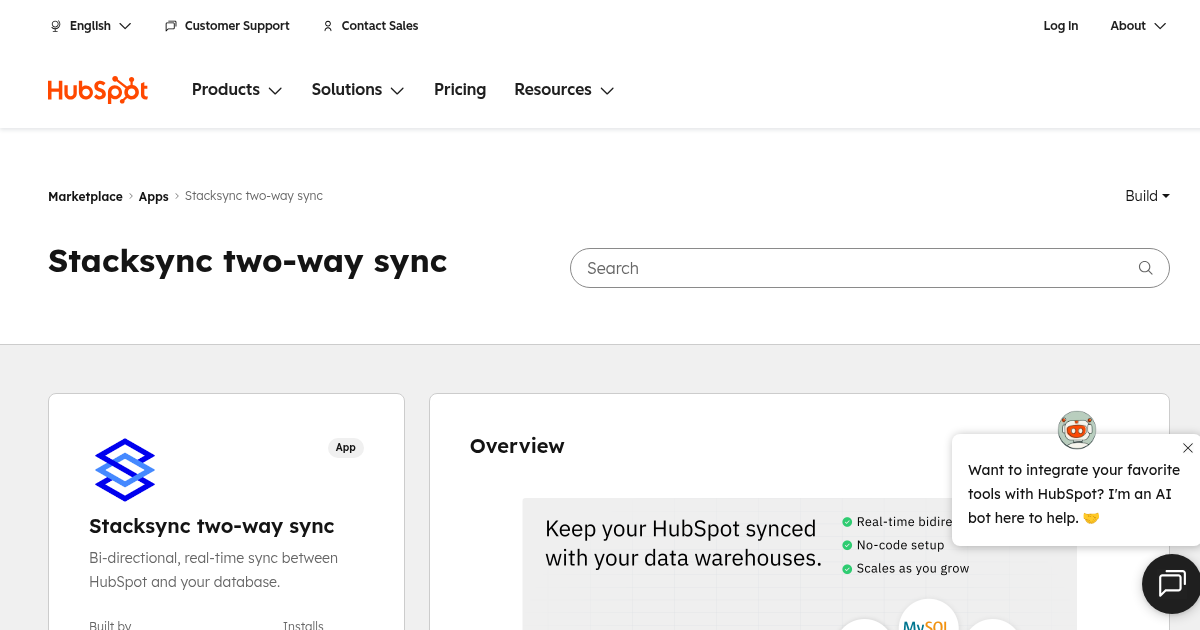 Stacksync two-way sync - App for HubSpot | Stacksync Inc.